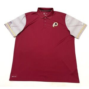Washington Redskins Commanders Nike Dri Fit Polo Shirt Men's XXL Striped Sleeves